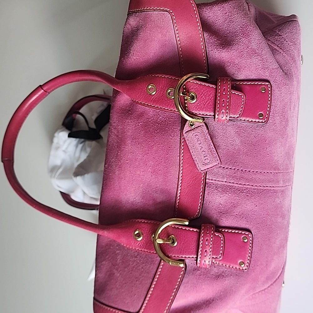 COACH Vintage Pink Suede Shoulder Bag